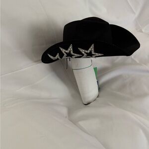 Black Cowboy Hat with Silver Star Accents